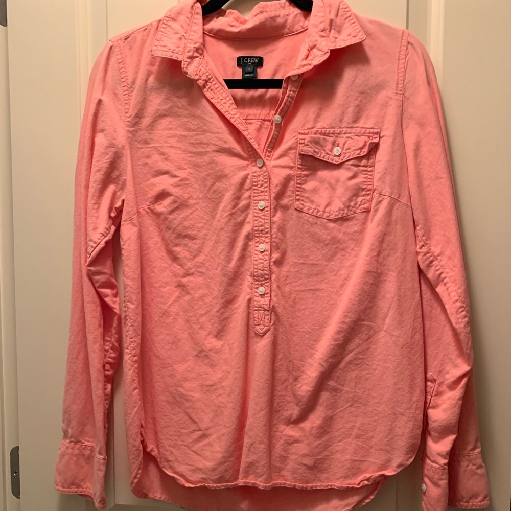 J Crew coral button up tunic top small